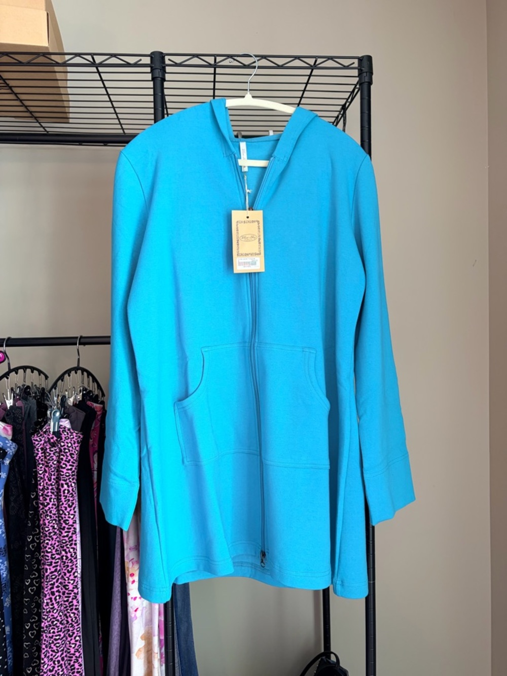Blue Sky Turquoise Zip Hoodie Cardigan